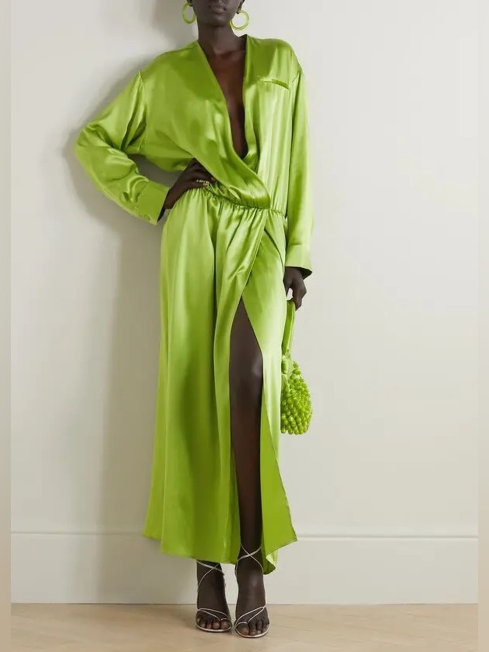 NWOT Christopher Esber Verdant Fall Wrap-Effect 100% Silk Maxi Dress